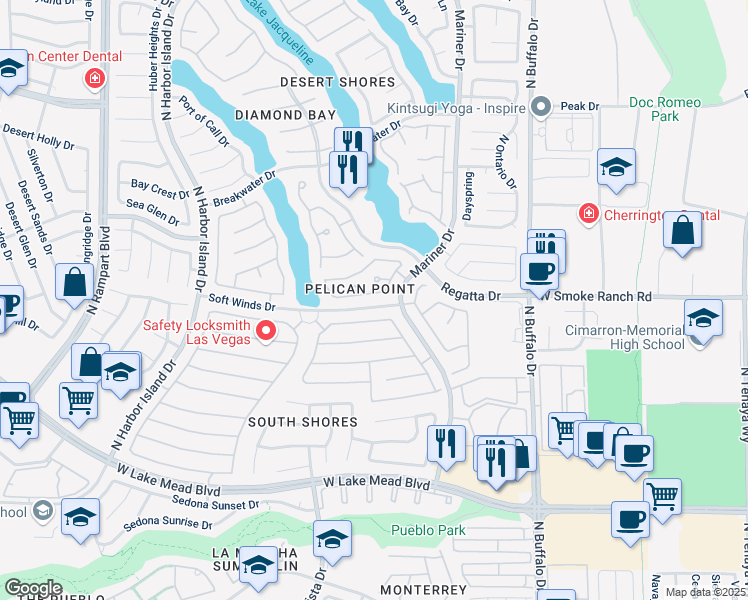 map of restaurants, bars, coffee shops, grocery stores, and more near 8052 Marbella Circle in Las Vegas