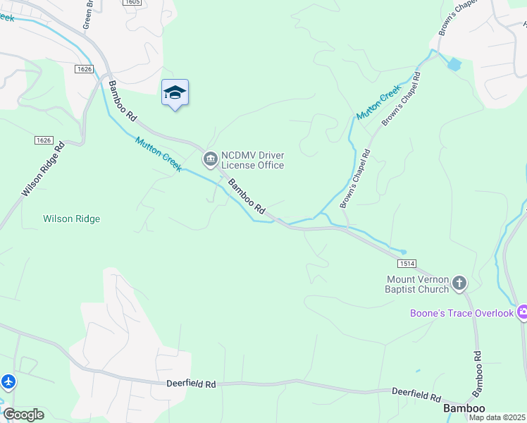 map of restaurants, bars, coffee shops, grocery stores, and more near 4268 Bamboo Road in Boone