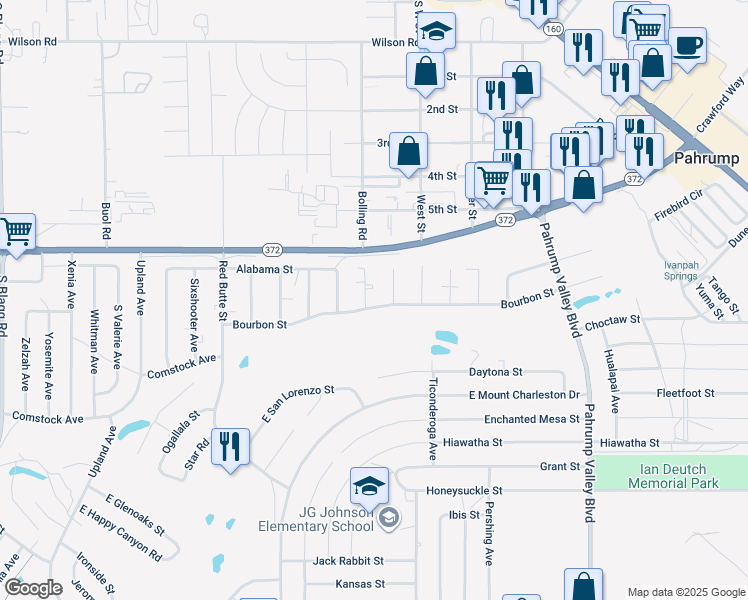 map of restaurants, bars, coffee shops, grocery stores, and more near 1061 Marne Court in Pahrump