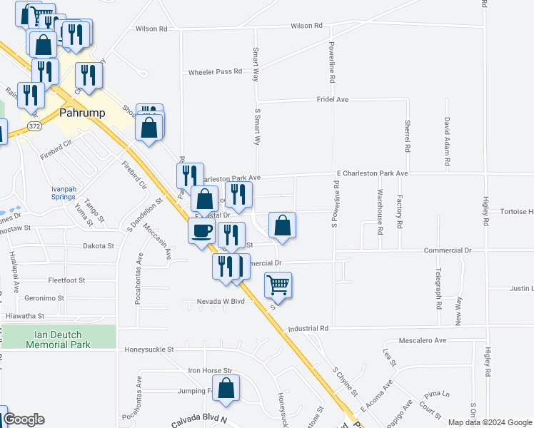 map of restaurants, bars, coffee shops, grocery stores, and more near in Pahrump