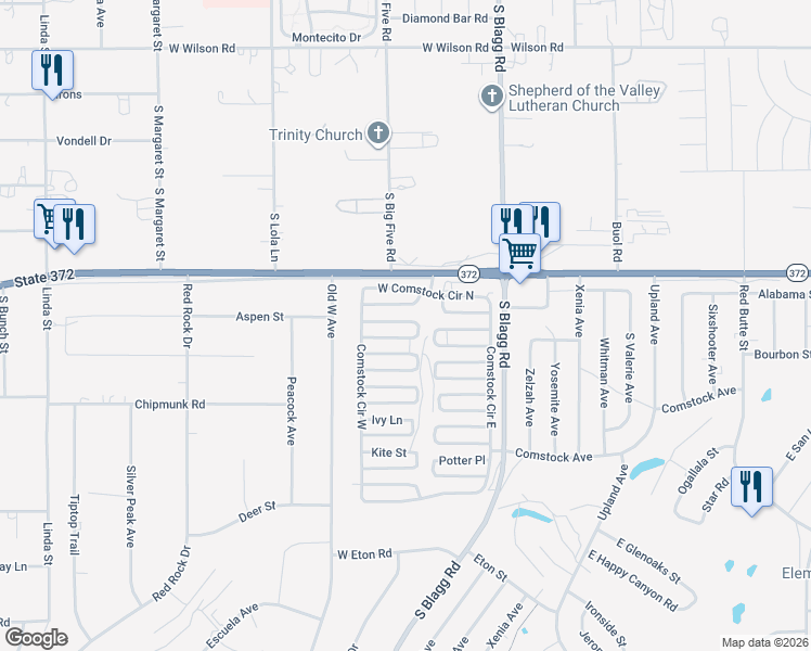 map of restaurants, bars, coffee shops, grocery stores, and more near 231 Copper Flats Drive in Pahrump