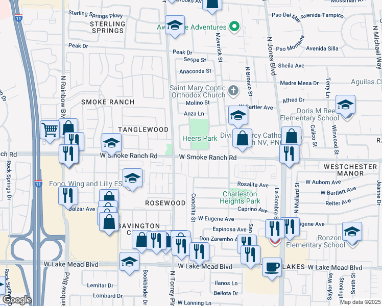 map of restaurants, bars, coffee shops, grocery stores, and more near 6333 Plaza Verde Place in Las Vegas