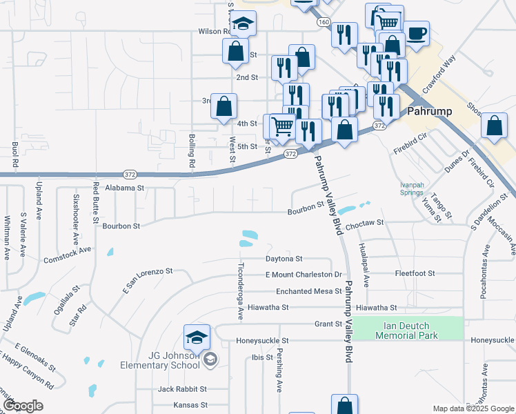 map of restaurants, bars, coffee shops, grocery stores, and more near 1060 Jubilee Court in Pahrump