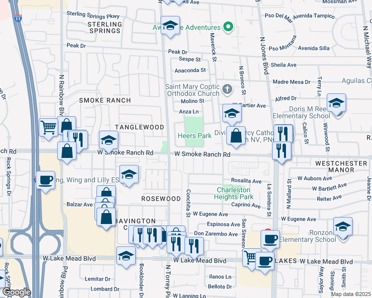 map of restaurants, bars, coffee shops, grocery stores, and more near 6333 Plaza Verde Place in Las Vegas
