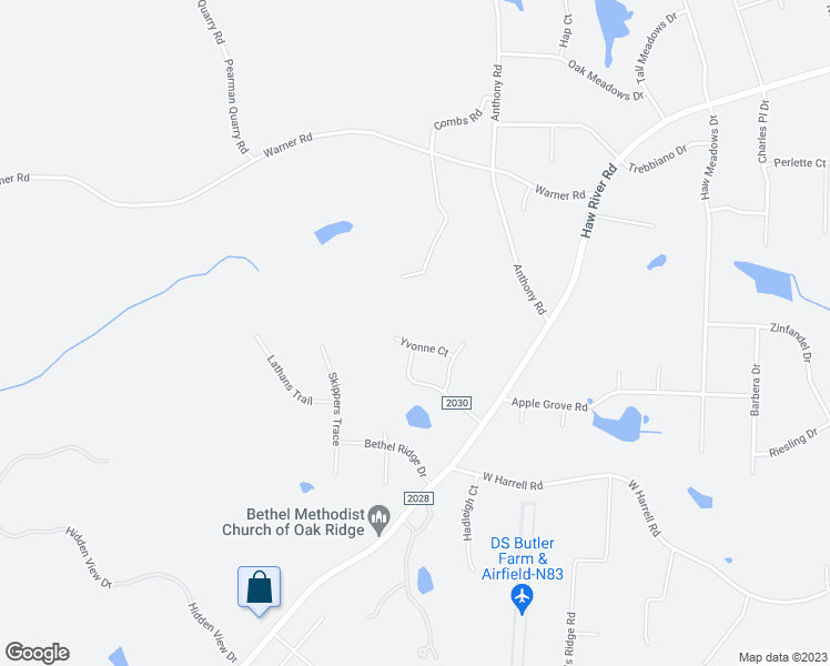 map of restaurants, bars, coffee shops, grocery stores, and more near 8606 Yvonne Court in Oak Ridge