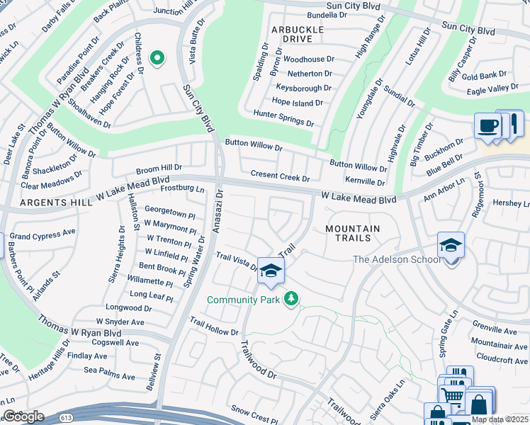 map of restaurants, bars, coffee shops, grocery stores, and more near 2404 La Sierra Street in Las Vegas