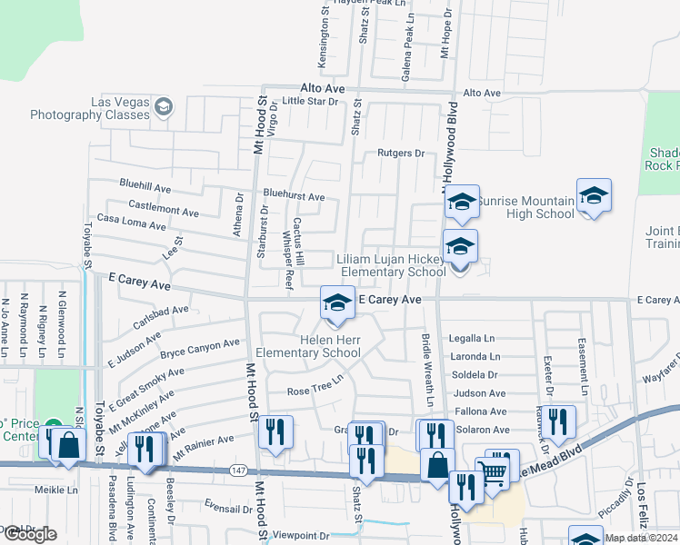 map of restaurants, bars, coffee shops, grocery stores, and more near 2462 Cavern Cove Way in Las Vegas