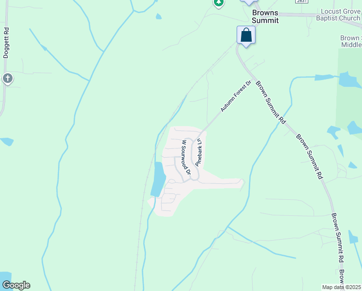 map of restaurants, bars, coffee shops, grocery stores, and more near 79 West Sourwood Drive in Browns Summit