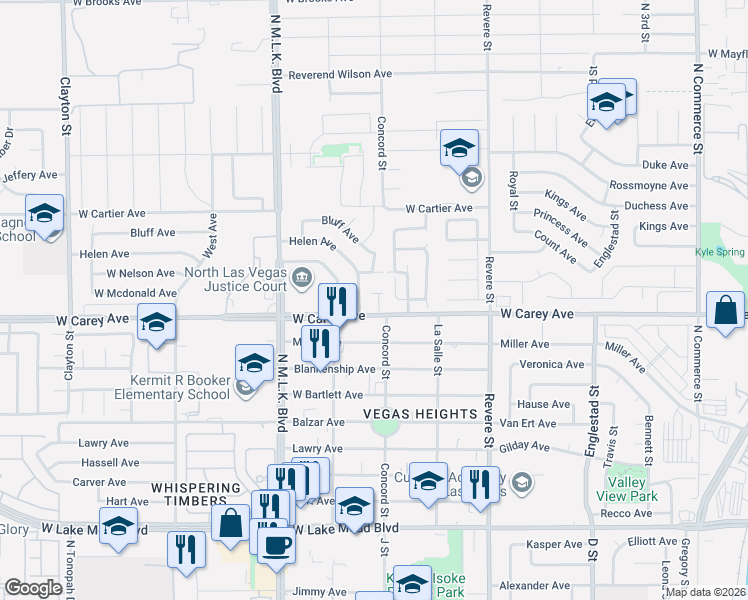 map of restaurants, bars, coffee shops, grocery stores, and more near 2427 Country Valley Court in North Las Vegas