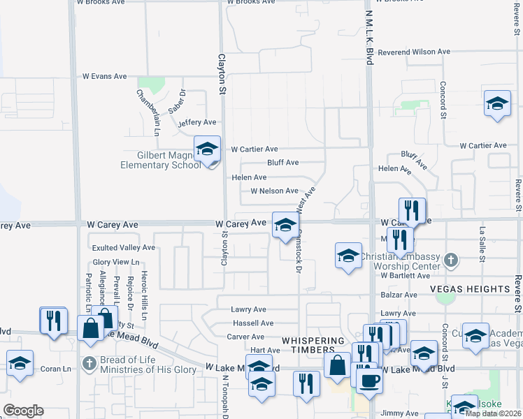 map of restaurants, bars, coffee shops, grocery stores, and more near 1828 West Mcdonald Avenue in North Las Vegas