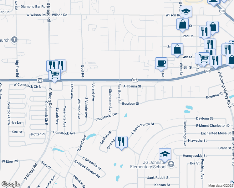 map of restaurants, bars, coffee shops, grocery stores, and more near 1071 Sixshooter Avenue in Pahrump