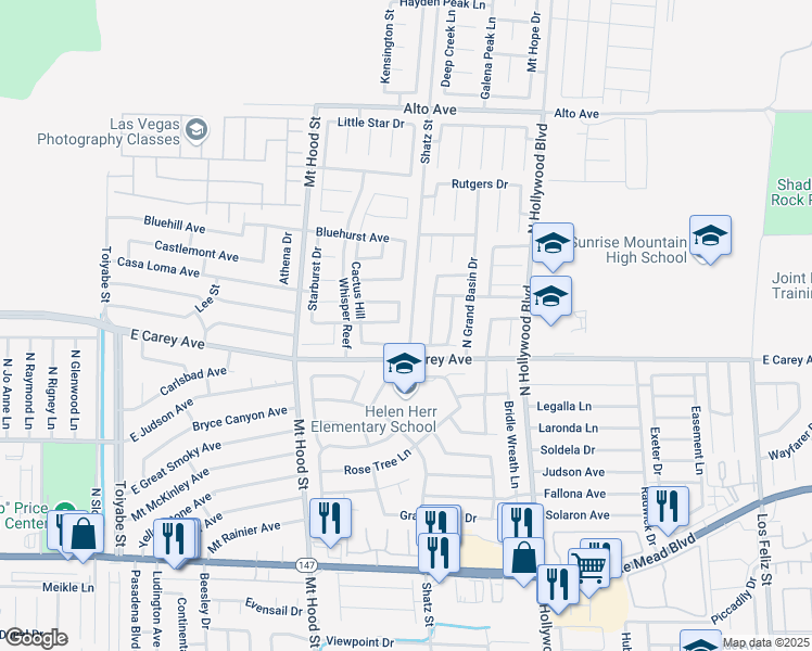 map of restaurants, bars, coffee shops, grocery stores, and more near 2462 Cavern Cove Way in Las Vegas