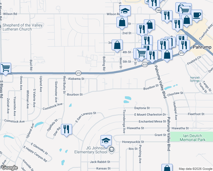 map of restaurants, bars, coffee shops, grocery stores, and more near 1081 Marne Court in Pahrump