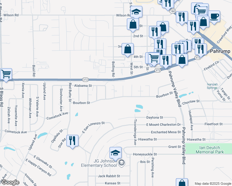 map of restaurants, bars, coffee shops, grocery stores, and more near 1081 Marne Court in Pahrump