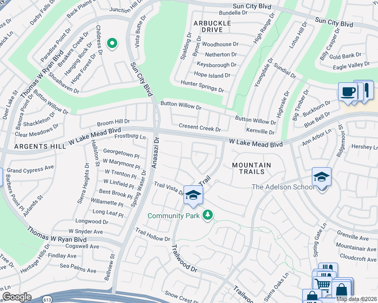 map of restaurants, bars, coffee shops, grocery stores, and more near 2408 La Sierra Street in Las Vegas