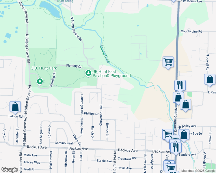 map of restaurants, bars, coffee shops, grocery stores, and more near 1719 Wensworth Avenue in Springdale