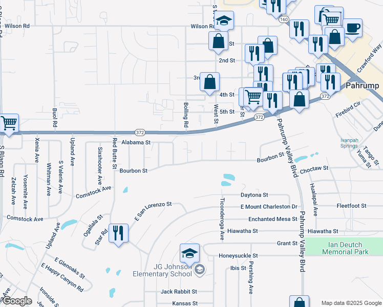 map of restaurants, bars, coffee shops, grocery stores, and more near 1061 Marne Court in Pahrump