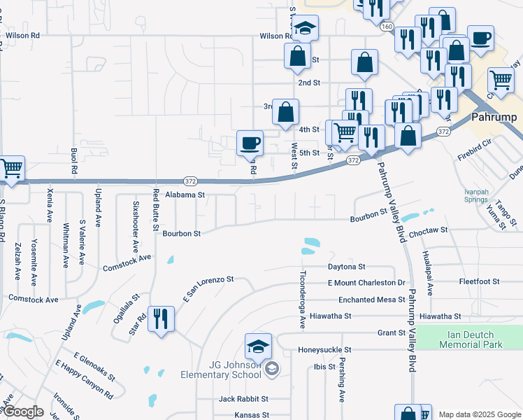 map of restaurants, bars, coffee shops, grocery stores, and more near 1061 Marne Court in Pahrump