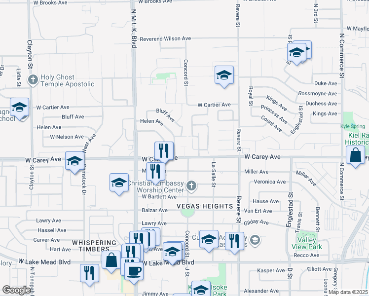 map of restaurants, bars, coffee shops, grocery stores, and more near in North Las Vegas