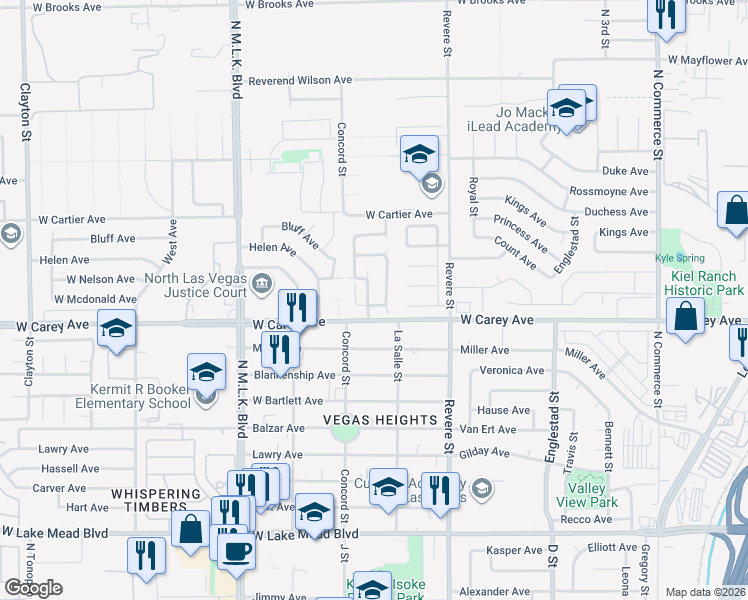 map of restaurants, bars, coffee shops, grocery stores, and more near 2424 Rocky Brook Street in North Las Vegas