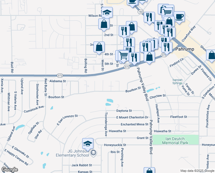 map of restaurants, bars, coffee shops, grocery stores, and more near 1080 Jubilee Court in Pahrump