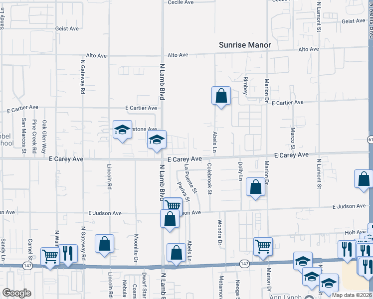 map of restaurants, bars, coffee shops, grocery stores, and more near 4389 Panther Cove Drive in Las Vegas
