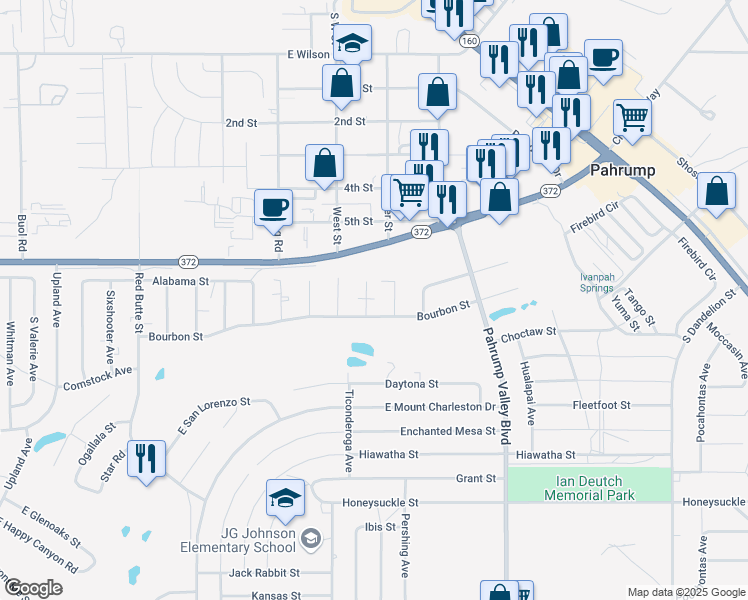 map of restaurants, bars, coffee shops, grocery stores, and more near 1060 Jubilee Court in Pahrump