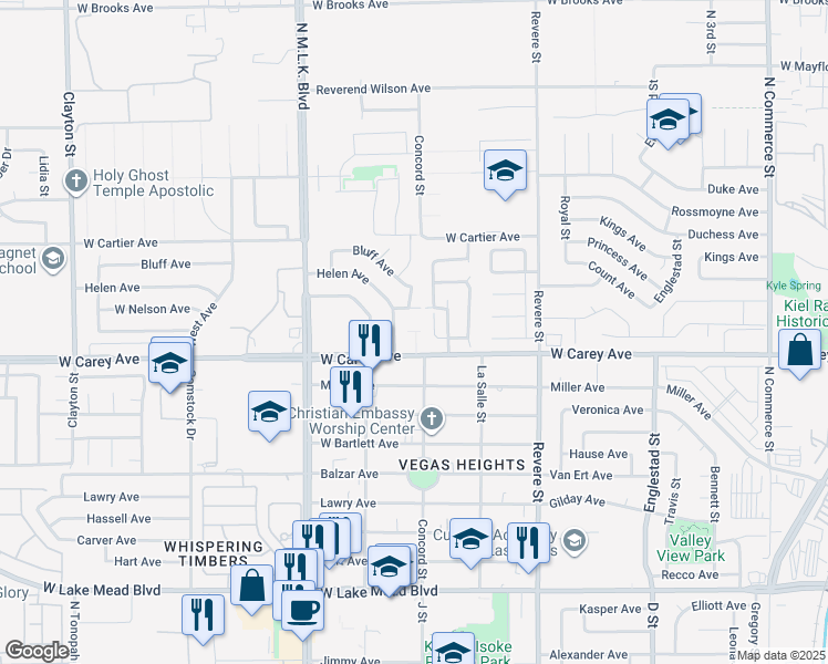 map of restaurants, bars, coffee shops, grocery stores, and more near in North Las Vegas