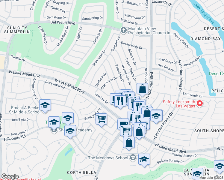map of restaurants, bars, coffee shops, grocery stores, and more near 2433 Sunup Drive in Las Vegas