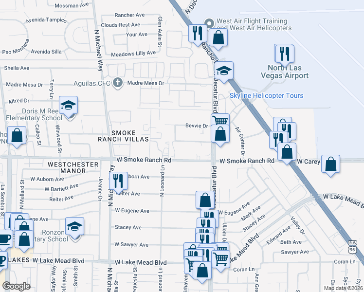 map of restaurants, bars, coffee shops, grocery stores, and more near 5021 Jean Avenue in Las Vegas