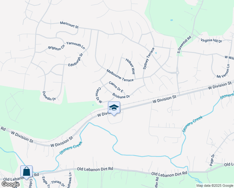 map of restaurants, bars, coffee shops, grocery stores, and more near 2003 Cairns Drive East in Mt. Juliet