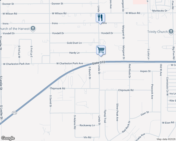 map of restaurants, bars, coffee shops, grocery stores, and more near 1080 S Bunch St in Pahrump