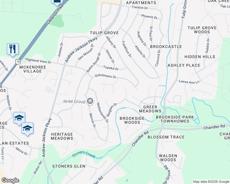 map of restaurants, bars, coffee shops, grocery stores, and more near 813 Luxemburg Drive in Nashville