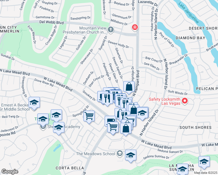 map of restaurants, bars, coffee shops, grocery stores, and more near 2428 Desert Butte Drive in Las Vegas