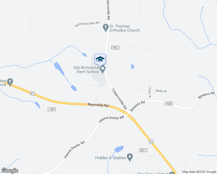 map of restaurants, bars, coffee shops, grocery stores, and more near 6435 Tobaccoville Road in Tobaccoville