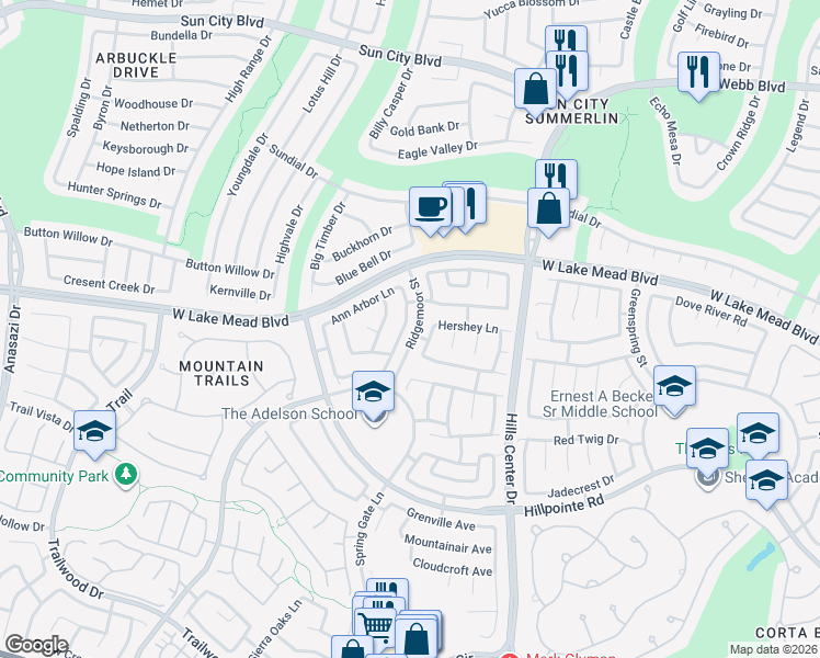 map of restaurants, bars, coffee shops, grocery stores, and more near 2349 Sterling Heights Drive in Las Vegas