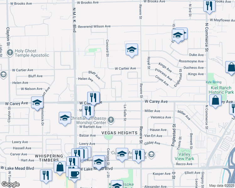 map of restaurants, bars, coffee shops, grocery stores, and more near 2424 Rocky Brook St in North Las Vegas