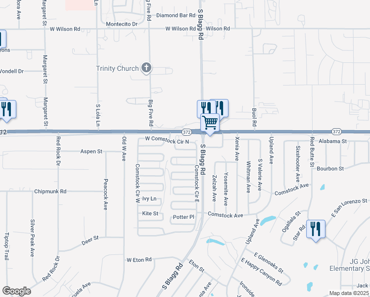 map of restaurants, bars, coffee shops, grocery stores, and more near 70 Zapata Drive in Pahrump