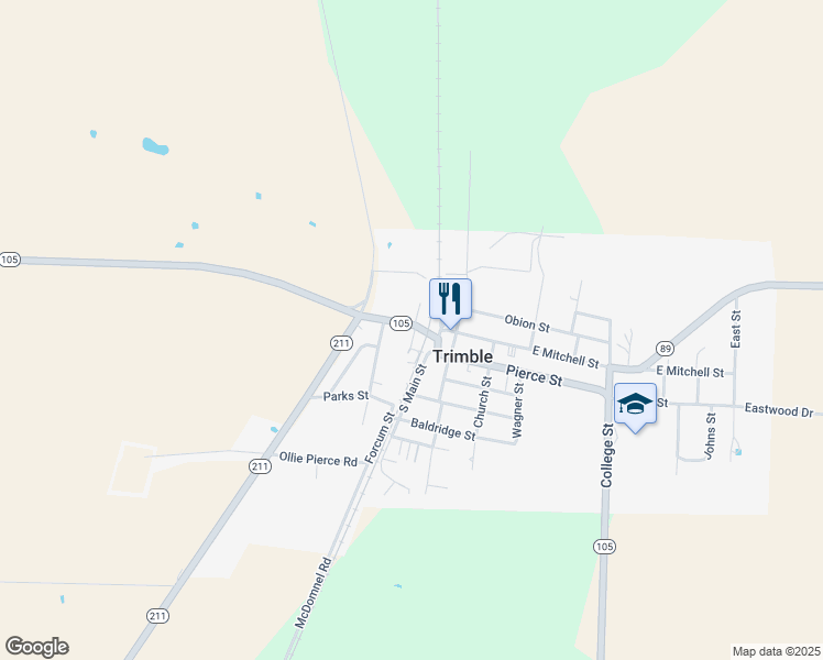 map of restaurants, bars, coffee shops, grocery stores, and more near 13 Hendricks Street in Trimble