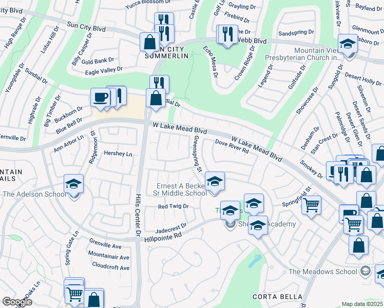 map of restaurants, bars, coffee shops, grocery stores, and more near 2388 Wild Ginger Lane in Las Vegas