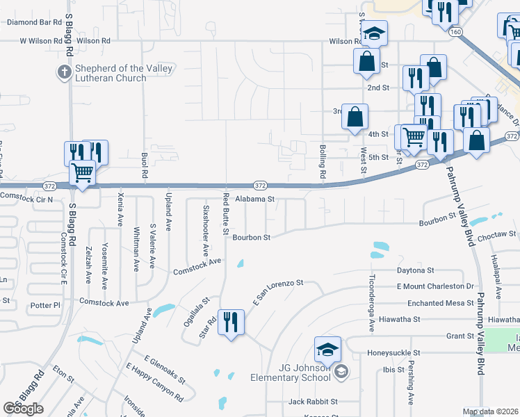 map of restaurants, bars, coffee shops, grocery stores, and more near 1070 Potro Drive in Pahrump