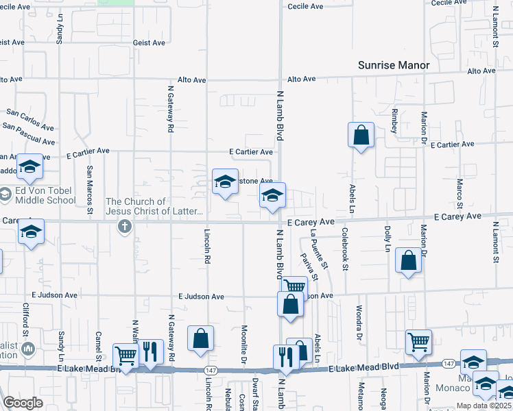 map of restaurants, bars, coffee shops, grocery stores, and more near 2441 Saguaro Point Street in Las Vegas