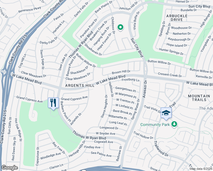 map of restaurants, bars, coffee shops, grocery stores, and more near 2408 Sierra Heights Drive in Las Vegas