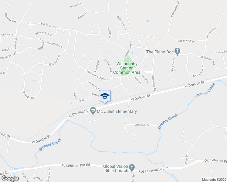 map of restaurants, bars, coffee shops, grocery stores, and more near 3001 Brisbane Drive in Mount Juliet