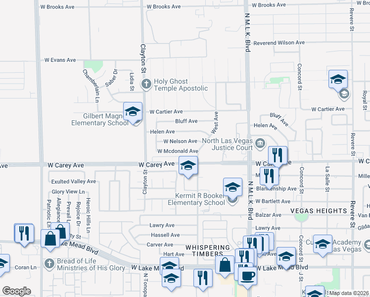 map of restaurants, bars, coffee shops, grocery stores, and more near 1828 West Mcdonald Avenue in North Las Vegas