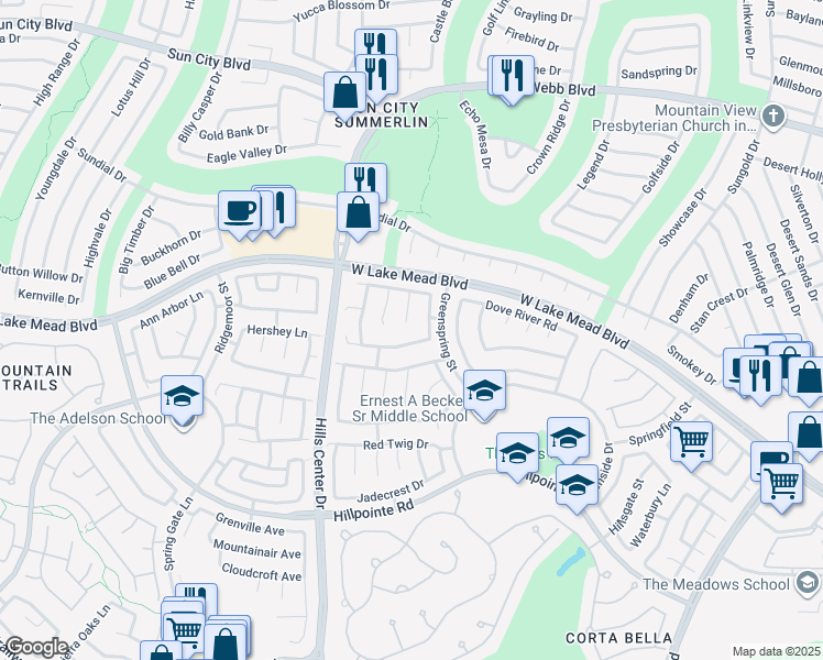 map of restaurants, bars, coffee shops, grocery stores, and more near 2405 Twin Flower Circle in Las Vegas