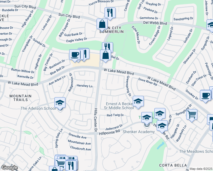 map of restaurants, bars, coffee shops, grocery stores, and more near 2402 Ginger Lily Lane in Las Vegas