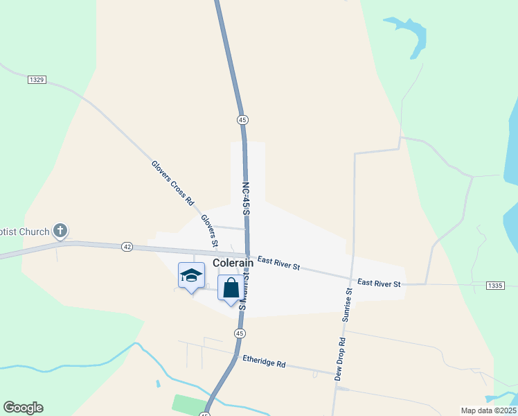 map of restaurants, bars, coffee shops, grocery stores, and more near 210 North Main Street in Colerain