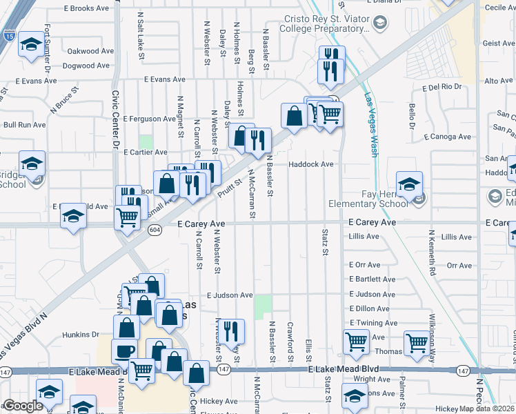 map of restaurants, bars, coffee shops, grocery stores, and more near 2422 North McCarran Street in North Las Vegas