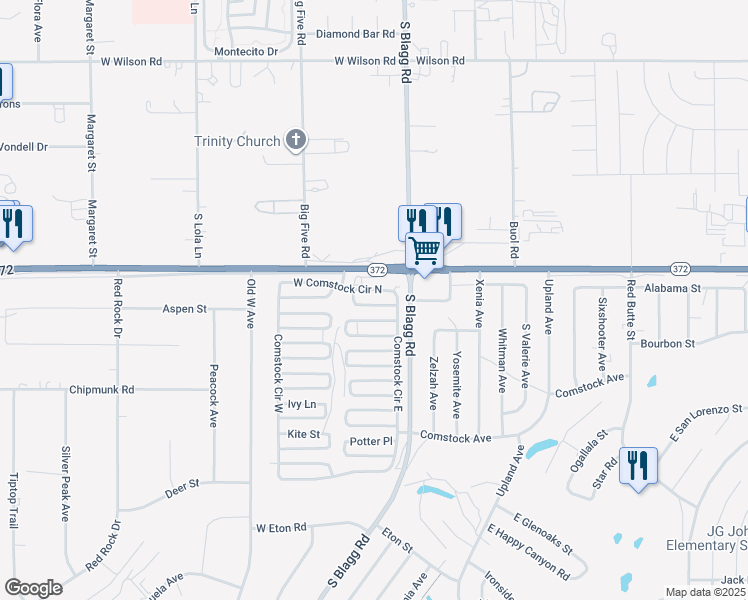 map of restaurants, bars, coffee shops, grocery stores, and more near 70 Zapata Drive in Pahrump